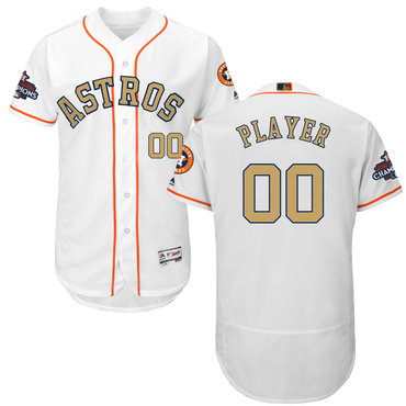 Personalized Houston Astros White 2018 Gold Program Men’sized Flexbase Jersey