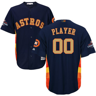 Personalized Houston Astros Navy 2018 Gold Program Men’sized Cool Base Jersey