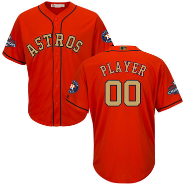 Personalized Houston Astros Orange 2018 Gold Program Men’sized Cool Base Jersey