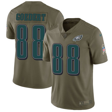 Personalized Eagles #88 Dallas Goedert Olive Youth Stitched NFL Limited 2017 Salute to Service Jersey