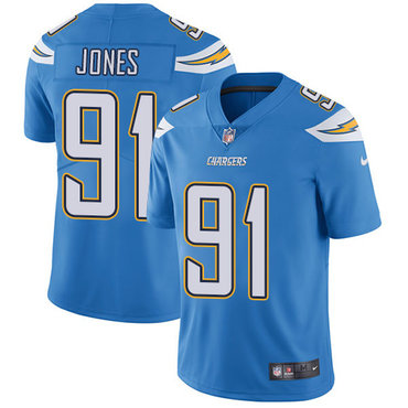 Personalized Chargers #91 Justin Jones Electric Blue Alternate Men’s Stitched NFL Untouchable Limited Jersey