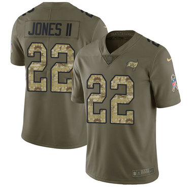 Personalized Buccaneers #22 Ronald Jones II Olive Camo Men’s Stitched NFL Limited 2017 Salute To Service Jersey