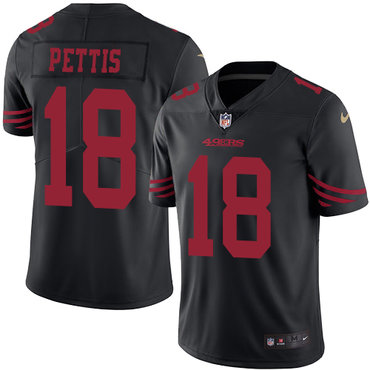 Personalized 49ers #18 Dante Pettis Black Men’s Stitched NFL Limited Rush Jersey