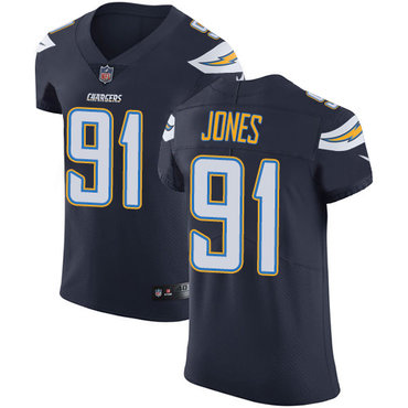 Personalized Chargers #91 Justin Jones Navy Blue Team Color Men’s Stitched NFL Untouchable Elite Jersey
