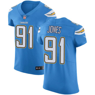 Personalized Chargers #91 Justin Jones Electric Blue Alternate Men’s Stitched NFL Untouchable Elite Jersey