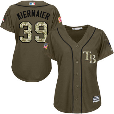 Personalized Rays #39 Kevin Kiermaier Green Salute to Service Women’s Stitched MLB Jersey