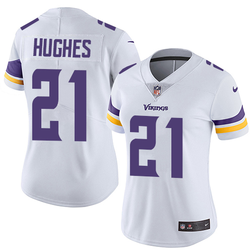 Personalized Vikings #21 Mike Hughes White Women’s Stitched NFL Untouchable Limited Jersey