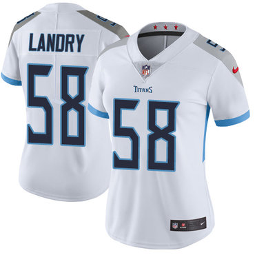 Personalized Titans #58 Harold Landry White Women’s Stitched NFL Untouchable Limited Jersey