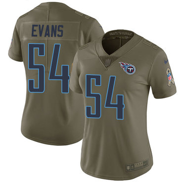 Personalized Titans #54 Rashaan Evans Olive Women’s Stitched NFL Limited 2017 Salute to Service Jersey