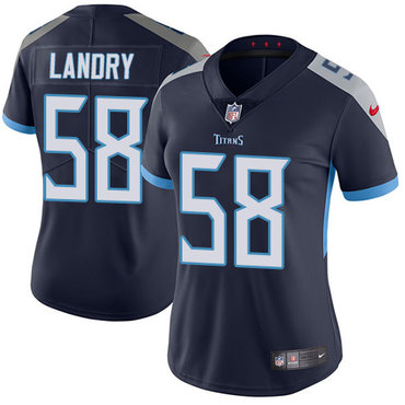Personalized Titans #58 Harold Landry Navy Blue Alternate Women’s Stitched NFL Untouchable Limited Jersey