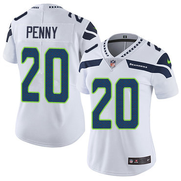Personalized Seahawks #20 Rashaad Penny White Women’s Stitched NFL Untouchable Limited Jersey