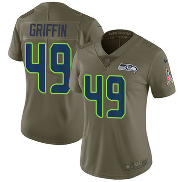 Personalized Seahawks #49 Shaquem Griffin Olive Women’s Stitched NFL Limited 2017 Salute to Service Jersey