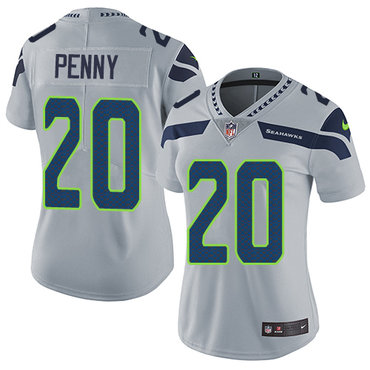 Personalized Seahawks #20 Rashaad Penny Grey Alternate Women’s Stitched NFL Untouchable Limited Jersey