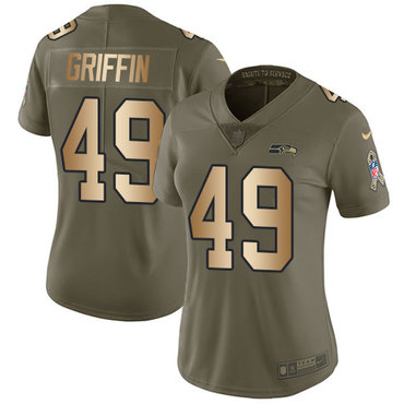 Personalized Seahawks #49 Shaquem Griffin Olive Gold Women’s Stitched NFL Limited 2017 Salute to Service Jersey