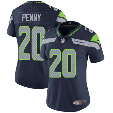 Personalized Seahawks #20 Rashaad Penny Steel Blue Team Color Women’s Stitched NFL Untouchable Limited Jersey