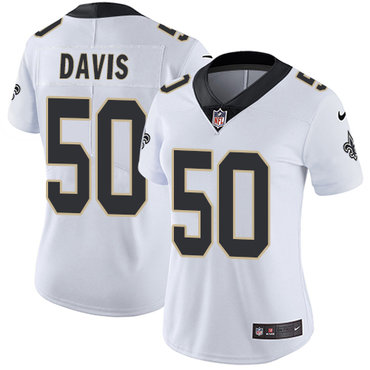 Personalized Saints #50 DeMario Davis White Women’s Stitched NFL Untouchable Limited Jersey
