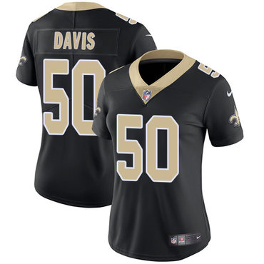 Personalized Saints #50 DeMario Davis Black Team Color Women’s Stitched NFL Untouchable Limited Jersey