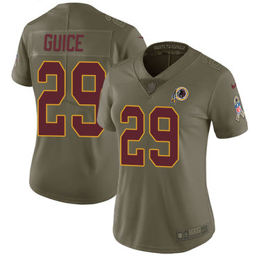 Personalized Redskins #29 Derrius Guice Olive Women’s Stitched NFL Limited 2017 Salute to Service Jersey