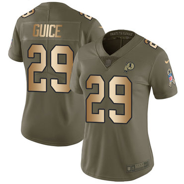 Personalized Redskins #29 Derrius Guice Olive Gold Women’s Stitched NFL Limited 2017 Salute to Service Jersey