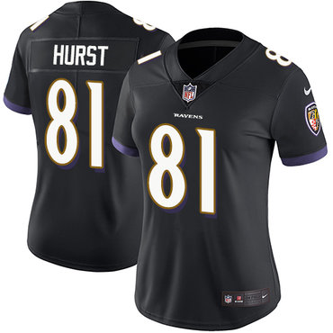 Personalized Ravens #81 Hayden Hurst Black Alternate Women’s Stitched NFL Untouchable Limited Jersey