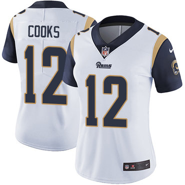 Personalized Rams #12 Brandin Cooks White Women’s Stitched NFL Untouchable Limited Jersey