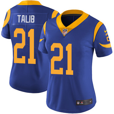 Personalized Rams #21 Aqib Talib Royal Blue Alternate Women’s Stitched NFL Untouchable Limited Jersey