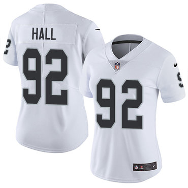 Personalized Raiders #92 P.J. Hall White Women’s Stitched NFL Untouchable Limited Jersey