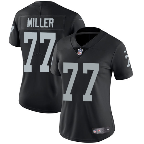 Personalized Raiders #77 Kolton Miller Black Team Color Women’s Stitched NFL Untouchable Limited Jersey