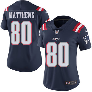 Personalized Patriots #80 Jordan Matthews Navy Blue Women’s Stitched NFL Limited Rush Jersey
