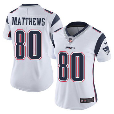 Personalized Patriots #80 Jordan Matthews White Women’s Stitched NFL Untouchable Limited Jersey