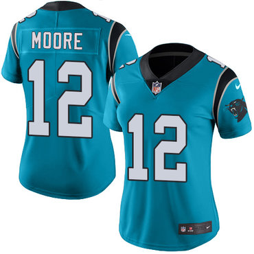 Personalized Panthers #12 DJ Moore Blue Women’s Stitched NFL Limited Rush Jersey