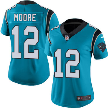 Personalized Panthers #12 DJ Moore Blue Alternate Women’s Stitched NFL Untouchable Limited Jersey