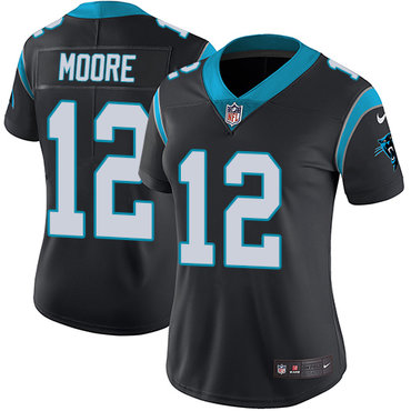 Personalized Panthers #12 DJ Moore Black Team Color Women’s Stitched NFL Untouchable Limited Jersey
