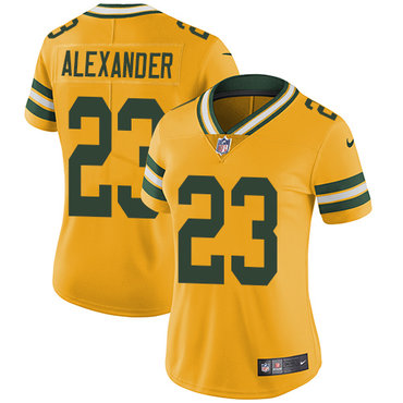 Personalized Packers #23 Jaire Alexander Yellow Women’s Stitched NFL Limited Rush Jersey