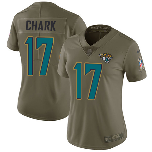 Personalized Jaguars #17 DJ Chark Olive Women’s Stitched NFL Limited 2017 Salute to Service Jersey
