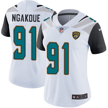 Personalized Jaguars #91 Yannick Ngakoue White Women’s Stitched NFL Untouchable Limited Jersey
