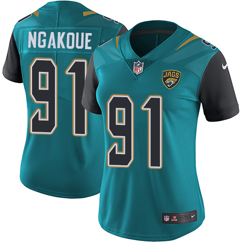 Personalized Jaguars #91 Yannick Ngakoue Teal Green Team Color Women’s Stitched NFL Untouchable Limited Jersey