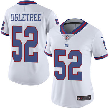 Personalized Giants #52 Alec Ogletree White Women’s Stitched NFL Limited Rush Jersey