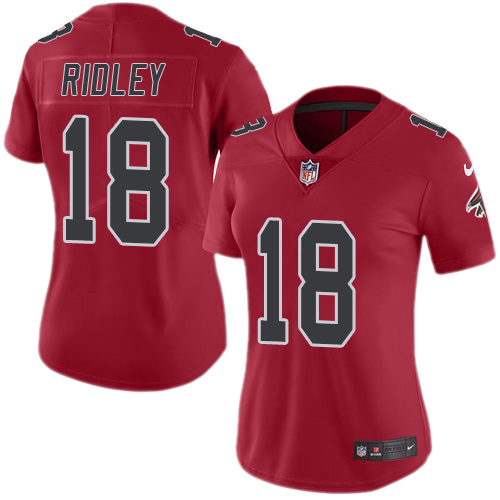 Personalized Falcons #18 Calvin Ridley Red Women’s Stitched NFL Limited Rush Jersey