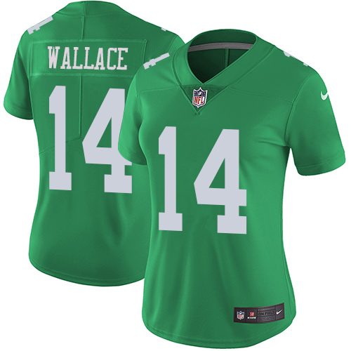 Personalized Eagles #14 Mike Wallace Green Women’s Stitched NFL Limited Rush Jersey