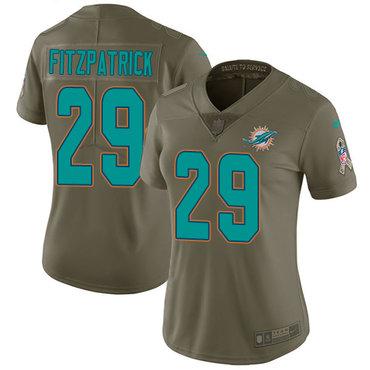 Personalized Dolphins #29 Minkah Fitzpatrick Olive Women’s Stitched NFL Limited 2017 Salute to Service Jersey