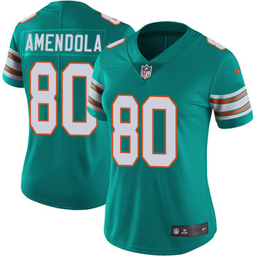 Personalized Dolphins #80 Danny Amendola Aqua Green Alternate Women’s Stitched NFL Untouchable Limited Jersey