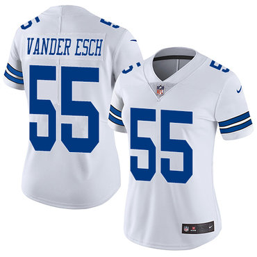 Personalized Cowboys #55 Leighton Vander Esch White Women’s Stitched NFL Untouchable Limited Jersey