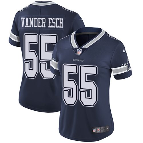 Personalized Cowboys #55 Leighton Vander Esch Navy Blue Team Color Women’s Stitched NFL Untouchable Limited Jersey