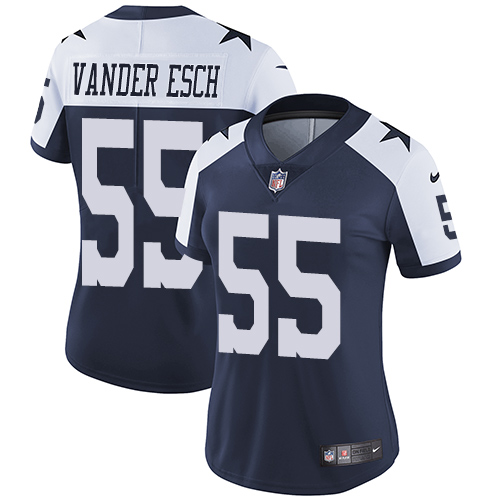 Personalized Cowboys #55 Leighton Vander Esch Navy Blue Thanksgiving Women’s Stitched NFL Untouchable Limited Throwback Jersey