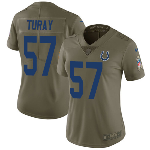 Personalized Colts #57 Kemoko Turay Olive Women’s Stitched NFL Limited 2017 Salute to Service Jersey