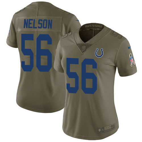Personalized Colts #56 Quenton Nelson Olive Women’s Stitched NFL Limited 2017 Salute to Service Jersey