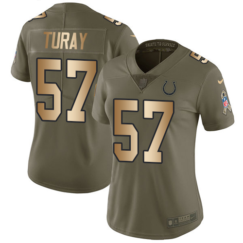 Personalized Colts #57 Kemoko Turay Olive Gold Women’s Stitched NFL Limited 2017 Salute to Service Jersey
