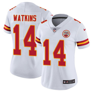 Personalized Chiefs #14 Sammy Watkins White Women’s Stitched NFL Untouchable Limited Jersey