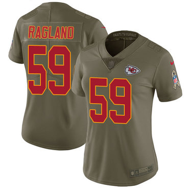 Personalized Chiefs #59 Reggie Ragland Olive Women’s Stitched NFL Limited 2017 Salute to Service Jersey